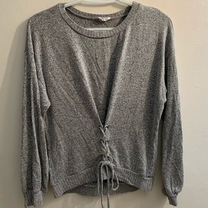 Trendy Js lace up sweater
